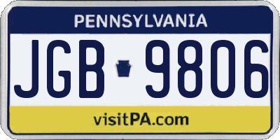 PA license plate JGB9806