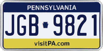 PA license plate JGB9821