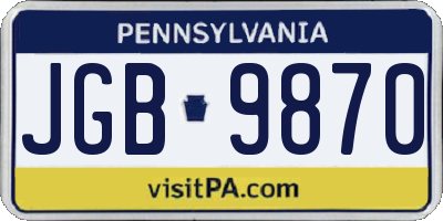 PA license plate JGB9870