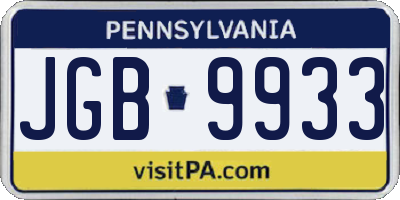PA license plate JGB9933