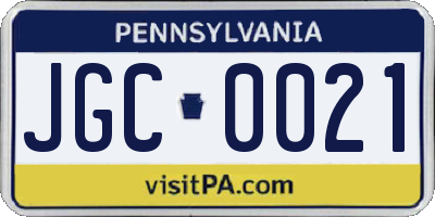 PA license plate JGC0021