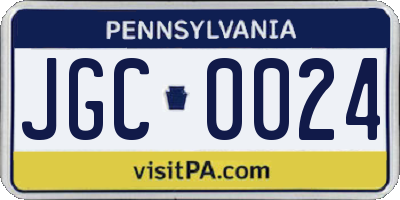 PA license plate JGC0024