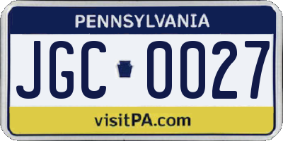 PA license plate JGC0027