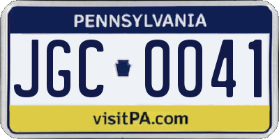 PA license plate JGC0041