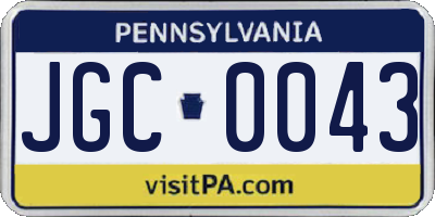 PA license plate JGC0043
