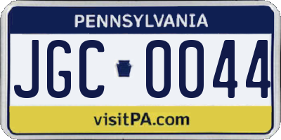 PA license plate JGC0044