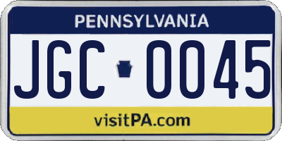 PA license plate JGC0045