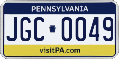 PA license plate JGC0049