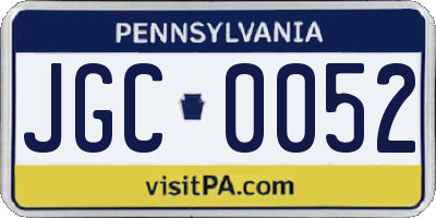 PA license plate JGC0052