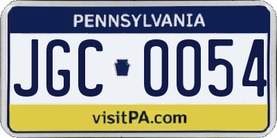 PA license plate JGC0054