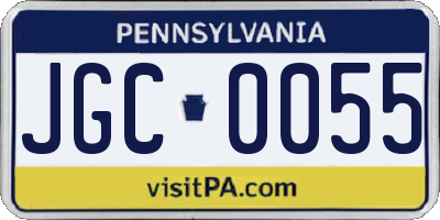 PA license plate JGC0055