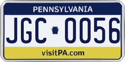 PA license plate JGC0056