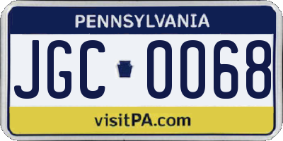 PA license plate JGC0068