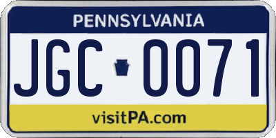 PA license plate JGC0071