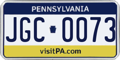 PA license plate JGC0073