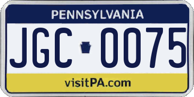 PA license plate JGC0075