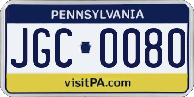 PA license plate JGC0080