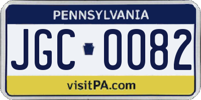 PA license plate JGC0082