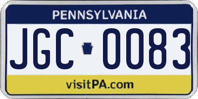 PA license plate JGC0083