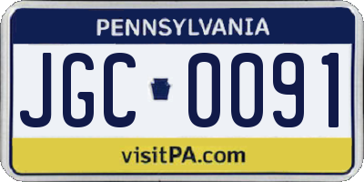 PA license plate JGC0091