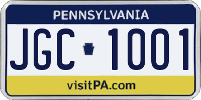 PA license plate JGC1001