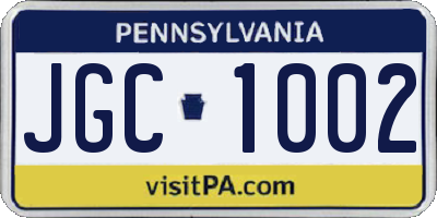 PA license plate JGC1002