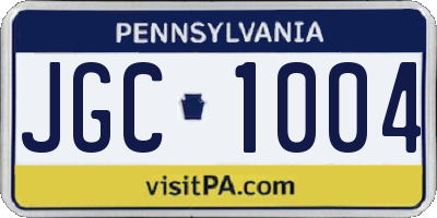 PA license plate JGC1004