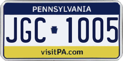 PA license plate JGC1005