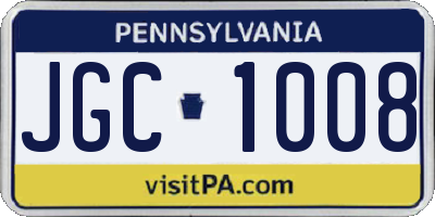 PA license plate JGC1008