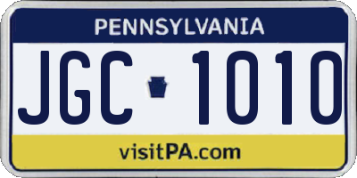 PA license plate JGC1010