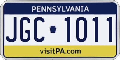 PA license plate JGC1011