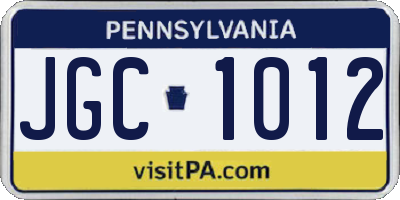 PA license plate JGC1012