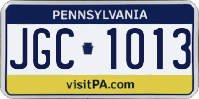 PA license plate JGC1013