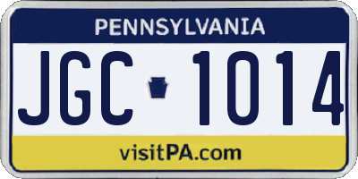PA license plate JGC1014