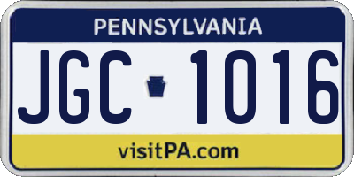 PA license plate JGC1016