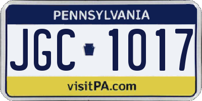 PA license plate JGC1017