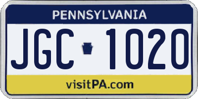 PA license plate JGC1020