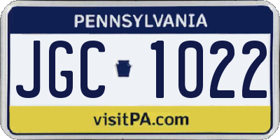 PA license plate JGC1022