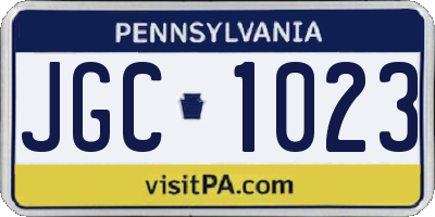 PA license plate JGC1023