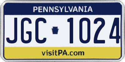 PA license plate JGC1024