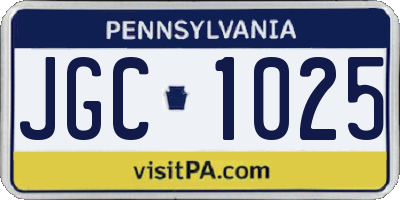 PA license plate JGC1025