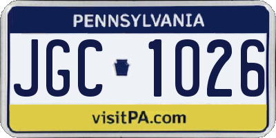 PA license plate JGC1026