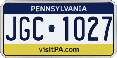 PA license plate JGC1027