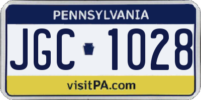 PA license plate JGC1028