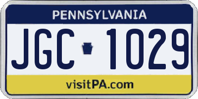 PA license plate JGC1029