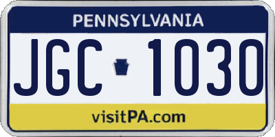 PA license plate JGC1030