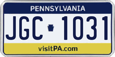 PA license plate JGC1031