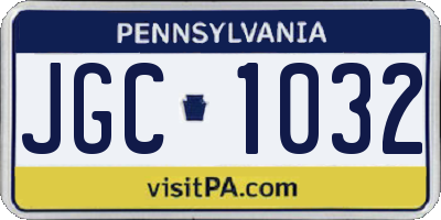 PA license plate JGC1032