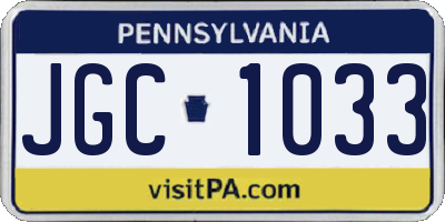 PA license plate JGC1033