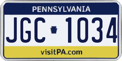 PA license plate JGC1034